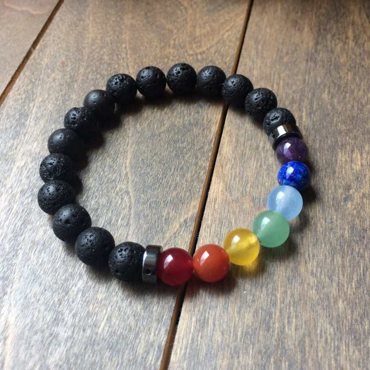 Chakra Bracelet, 7 Chakra Lava Bracelet, Chakra Healing Bracelet - UNLOCK YOUR CHAKRA