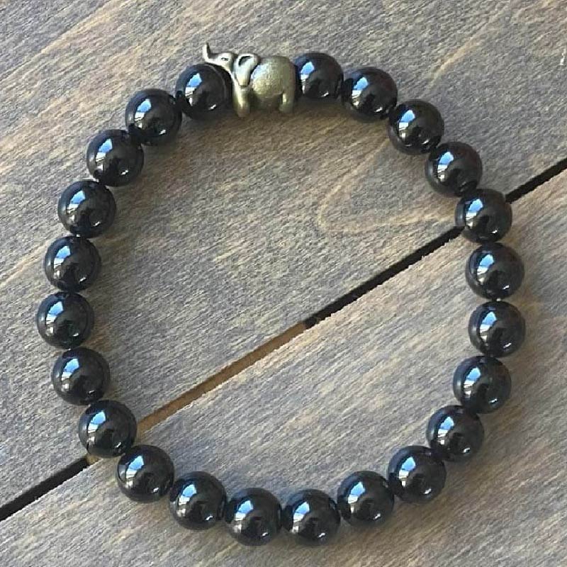 Handmade Genuine Black Onyx Natural Stone Bracelet 240.00 Cts Natural 7 Inches Long Black Onyx Beads Handmade  main image 3