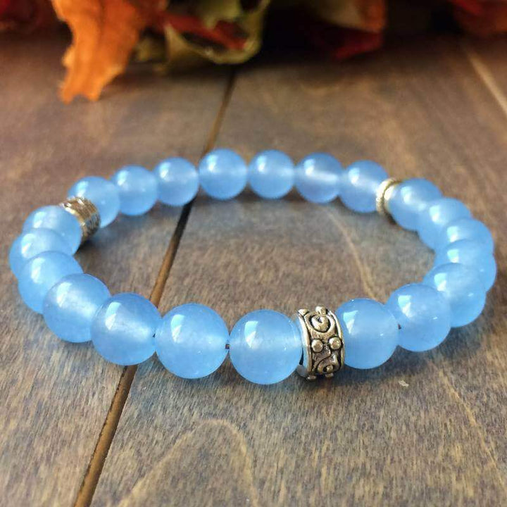 Healing Crystal Bracelets, Healing Stone Bracelets Blue Agate - UNLOCK YOUR CHAKRA