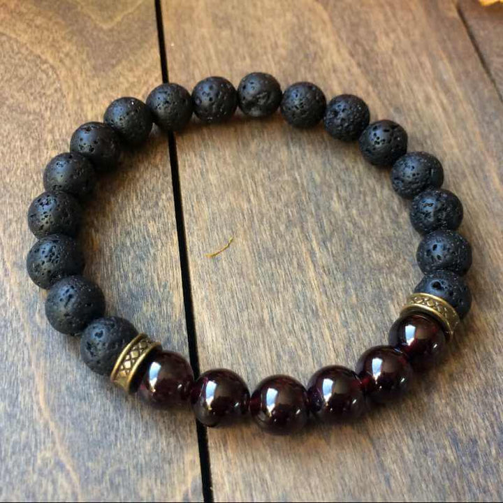 Mens Beaded Bracelets Garnet Gemstone Bracelet - UNLOCK YOUR CHAKRA