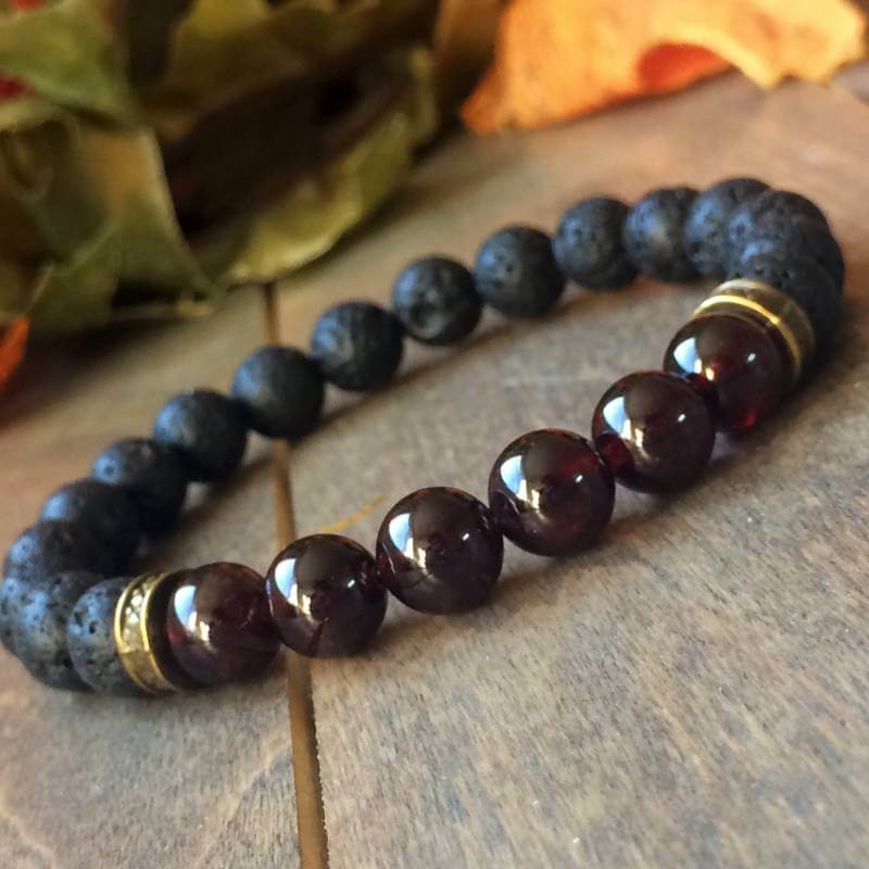 Mens Beaded Bracelets | Garnet Bracelet - UNLOCK YOUR CHAKRA