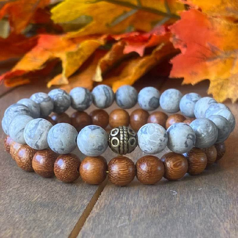 Men's Beaded Bracelets | Jasper & Robles Wood - Unlock Your Chakra