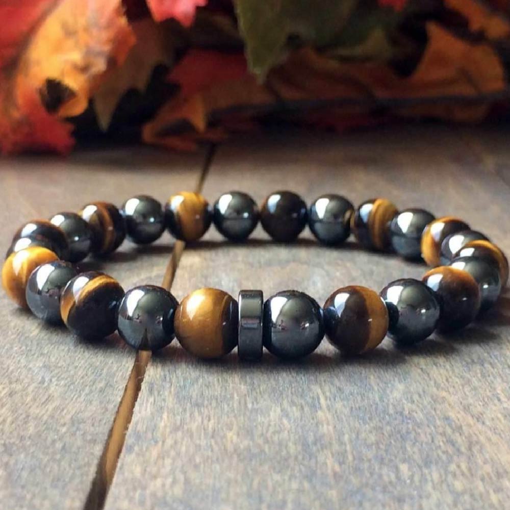 Mens Beaded Bracelets | Tiger's Eye & Hematite - UNLOCK YOUR CHAKRA