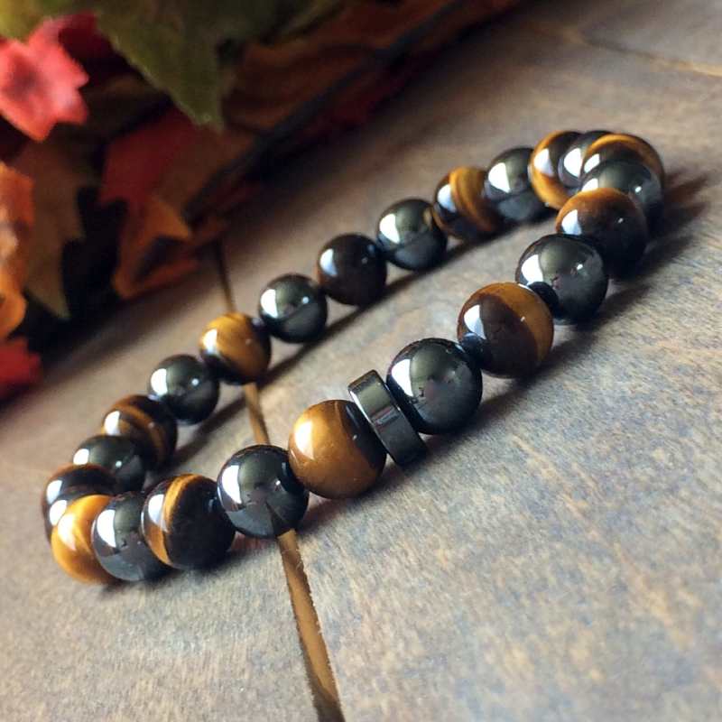 Mens Beaded Bracelets | Tiger's Eye & Hematite - UNLOCK YOUR CHAKRA