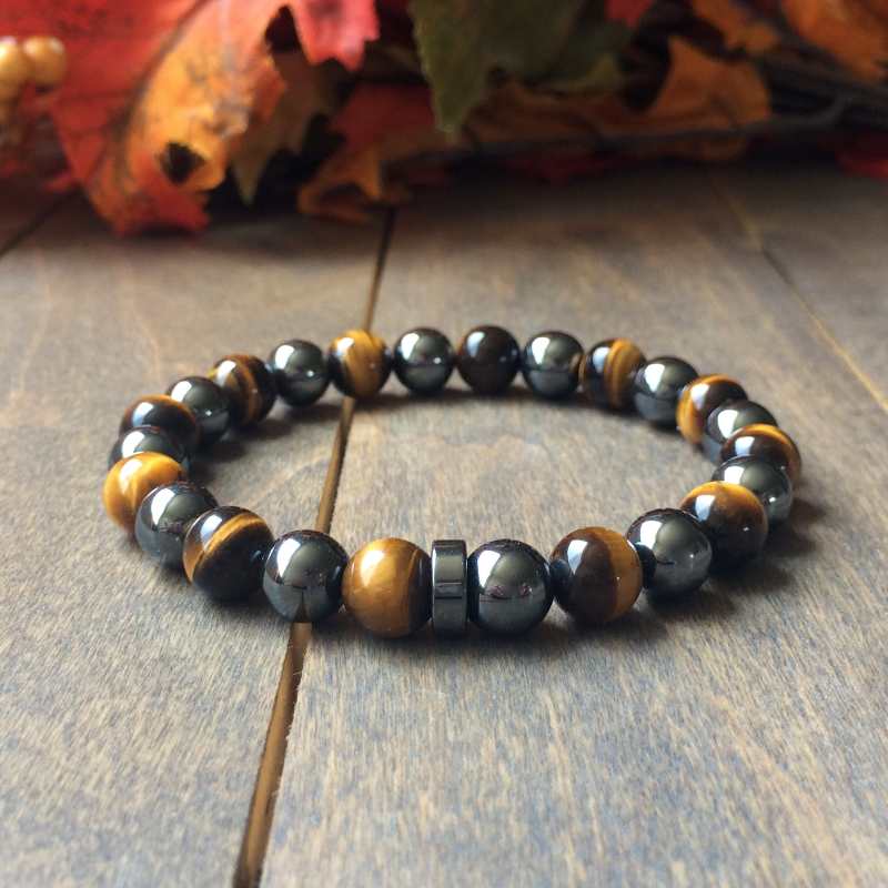 Mens Beaded Bracelets | Tiger's Eye & Hematite - UNLOCK YOUR CHAKRA