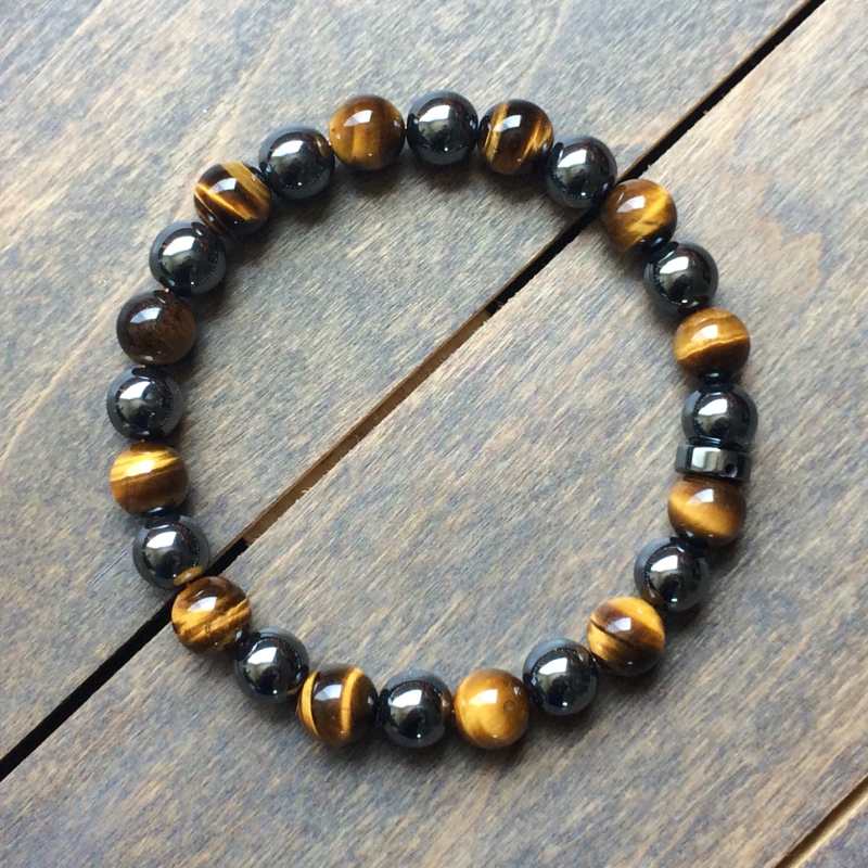 Mens Beaded Bracelets | Tiger's Eye & Hematite - UNLOCK YOUR CHAKRA