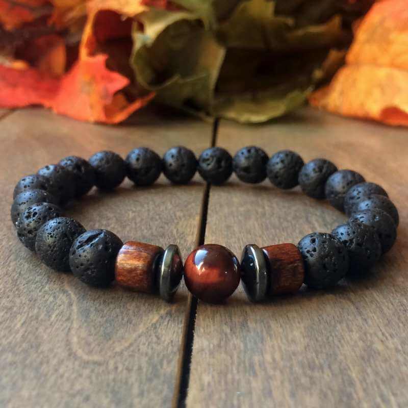 thumbnail image 2 of Women's Crystal Anklet Bracelet – Tiger Eye, Lava Stone & Obsidian Gemstone With Essential Oil Diffuser 2 of 4