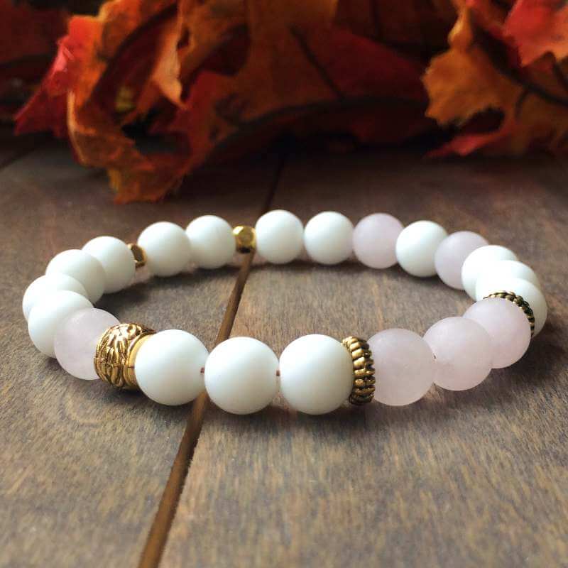 Crystal Bracelets, Rose Quartz & Jade Bracelet - UNLOCK YOUR CHAKRA