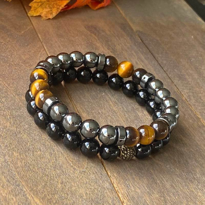 Stacked Beaded Bracelets | Hematite & Tiger Eye - UNLOCK YOUR CHAKRA