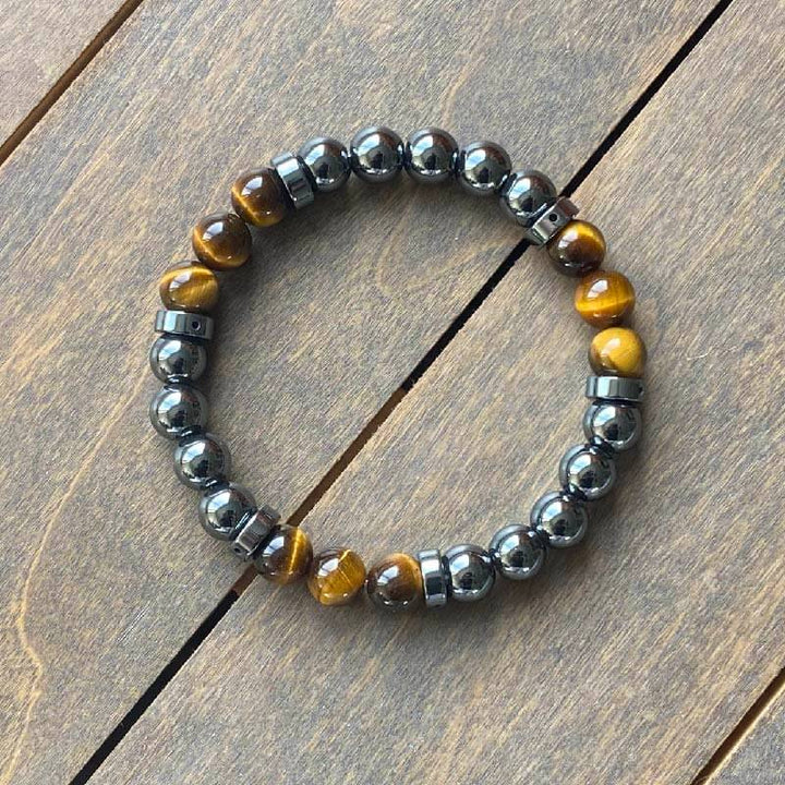 Stacked Beaded Bracelets | Hematite & Tiger Eye - UNLOCK YOUR CHAKRA