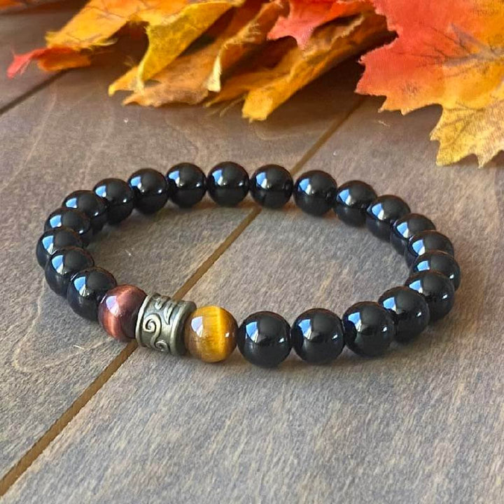 Tigers Eye Bracelets, Red & Yellow Tigers Eye Bracelets - UNLOCK YOUR CHAKRA