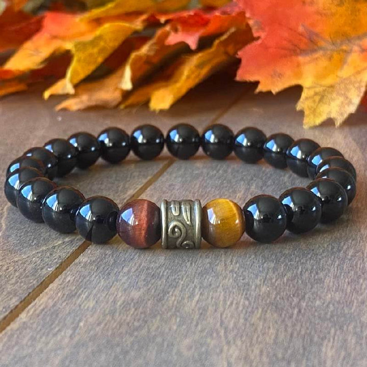 Tigers Eye Bracelets, Red & Yellow Tigers Eye Bracelets - UNLOCK YOUR CHAKRA
