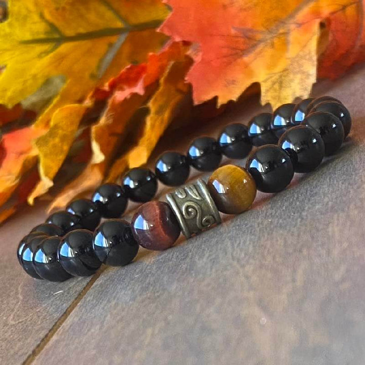 Tigers Eye Bracelets, Red & Yellow Tigers Eye Bracelets - UNLOCK YOUR CHAKRA