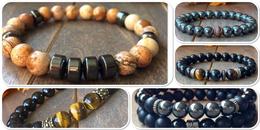 Tiger's Eye & Hematite bracelet Mens beaded bracelets - natural Tiger's Eye and Hematite gemstone beaded bracelet for men - UNLOCK YOUR CHAKRA