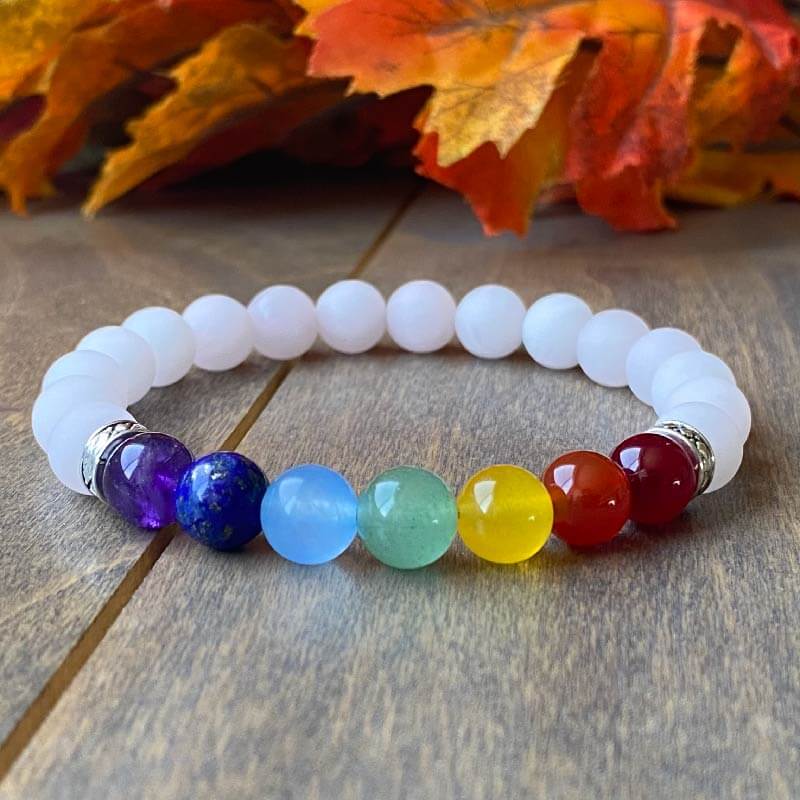 Bracciale Regolabile 7 Chakra In Pietre Naturali Con Cristalli Guarigione, Placcato Oro 14K, Gioiello Donna Per Meditazione E Yoga, Regalo Per Mamma