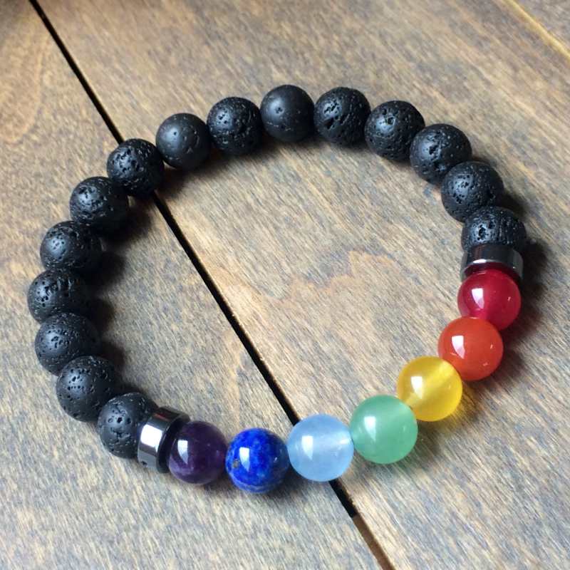 Chakra Bracelet, 7 Chakra Lava Bracelet, Chakra Healing Bracelet - UNLOCK YOUR CHAKRA