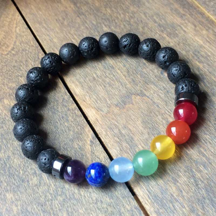 Chakra Bracelet, 7 Chakra Lava Bracelet, Chakra Healing Bracelet - UNLOCK YOUR CHAKRA