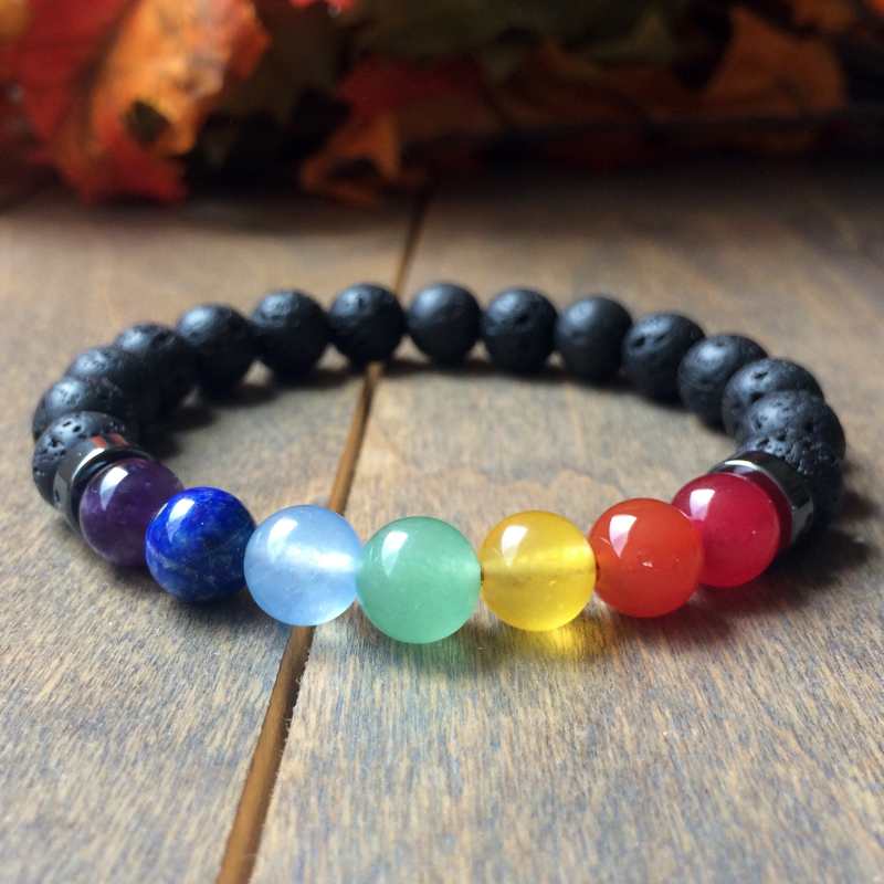 Chakra Bracelet, 7 Chakra Lava Bracelet, Chakra Healing Bracelet - UNLOCK YOUR CHAKRA
