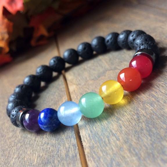 Chakra Bracelet, 7 Chakra Lava Bracelet, Chakra Healing Bracelet - UNLOCK YOUR CHAKRA