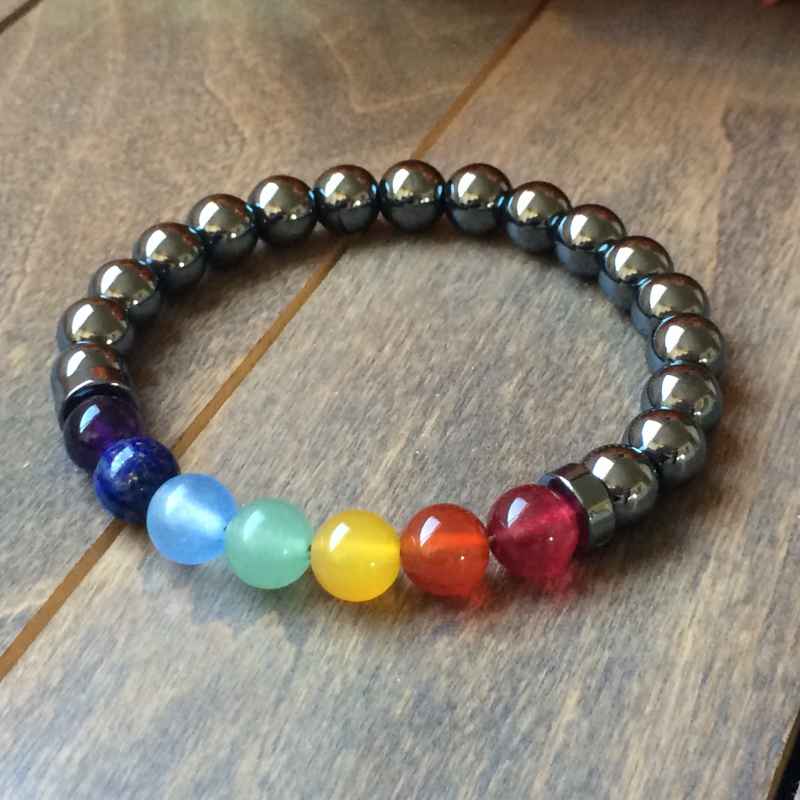 Chakra Bracelet, 7 Chakra Stone Bracelet Hematite - UNLOCK YOUR CHAKRA