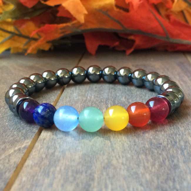 Chakra Bracelet, 7 Chakra Stone Bracelet Hematite - UNLOCK YOUR CHAKRA