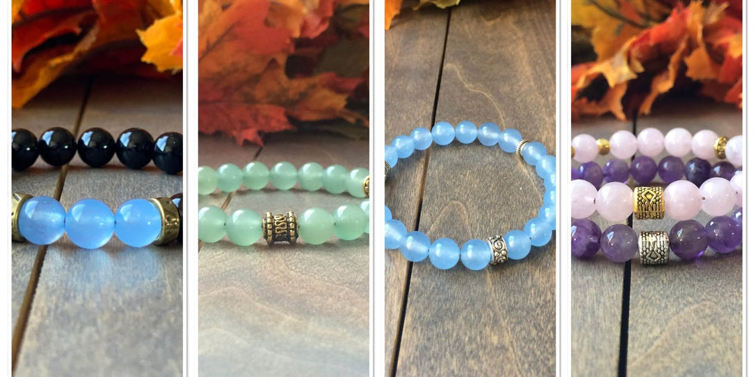 Anxiety bracelet collection- natural stone Blue Agate and Hematite healing bracelets - Unlock Your Chakra