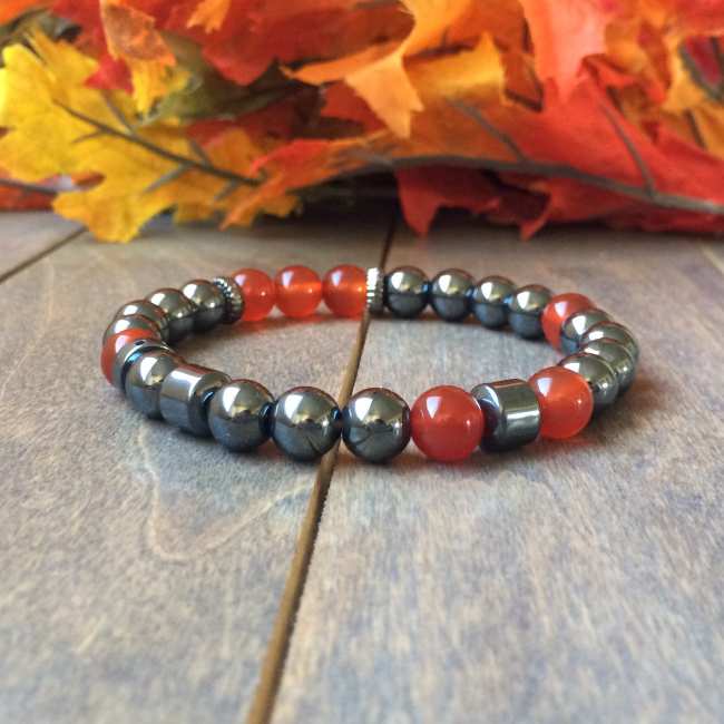 Healing Stone Bracelets Hematite and Carnelian Bracelet - UNLOCK YOUR CHAKRA