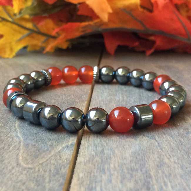 Healing Stone Bracelets Hematite and Carnelian Bracelet - UNLOCK YOUR CHAKRA