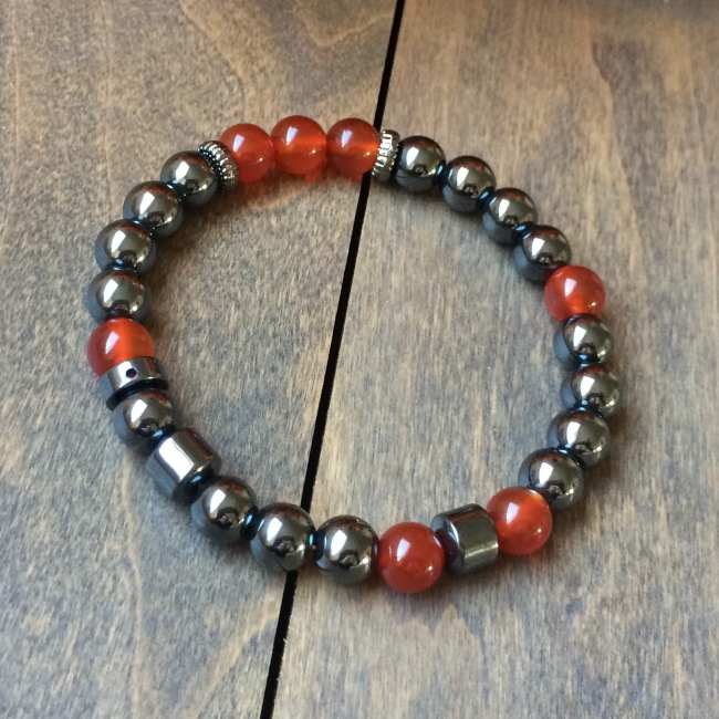 Healing Stone Bracelets Hematite and Carnelian Bracelet - UNLOCK YOUR CHAKRA