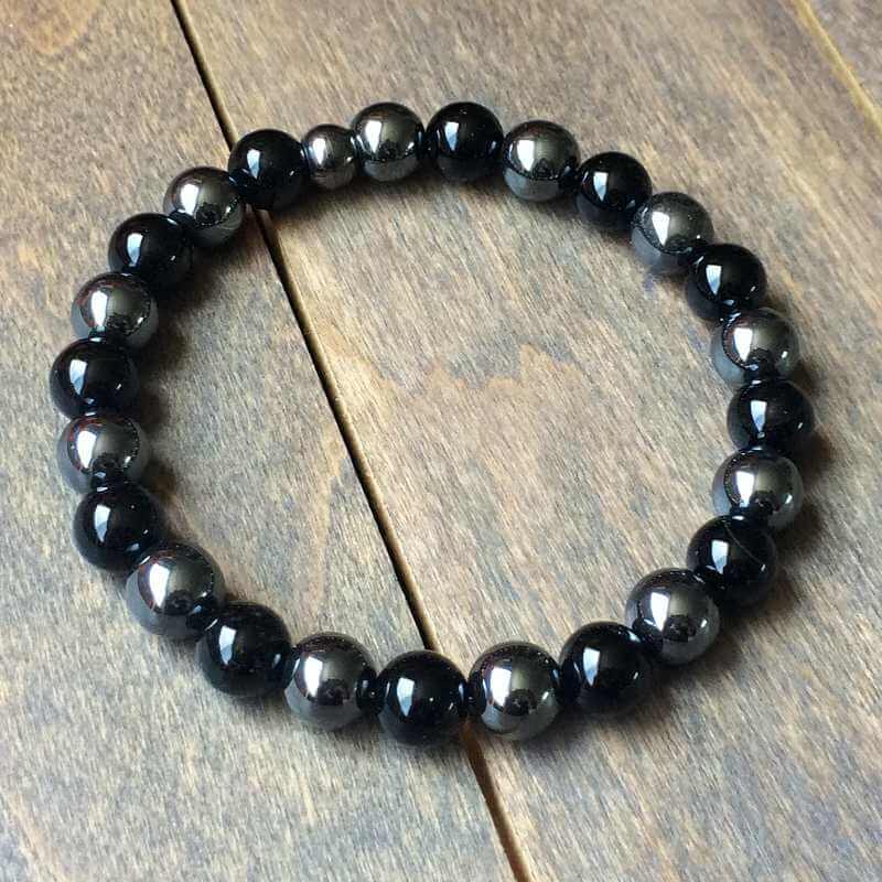 Men's Beaded Bracelets Onyx and Hematite - UNLOCK YOUR CHAKRA