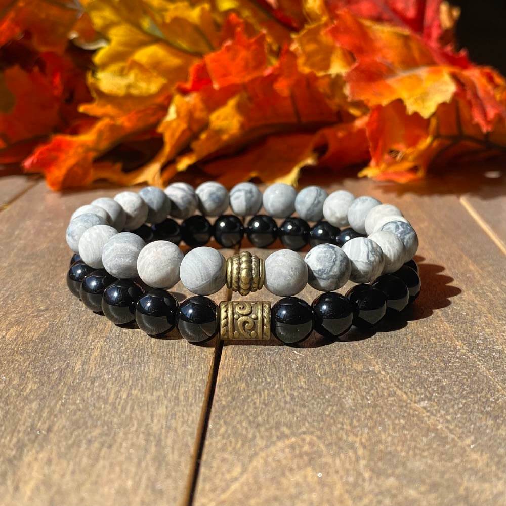 Stack Jasper and Black Onyx Bracelet