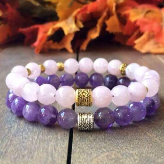 Stack Crystal Bracelets Rose Quartz & Amethyst - UNLOCK YOUR CHAKRA