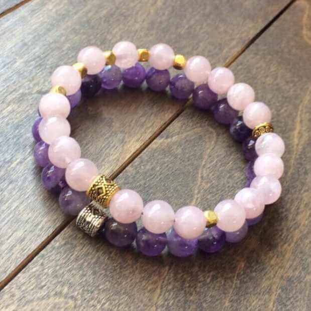 Stack Crystal Bracelets Rose Quartz & Amethyst - UNLOCK YOUR CHAKRA