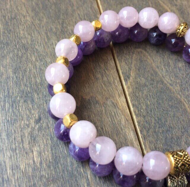 jewelry > bracelets > beaded bracelets Stack Crystal Bracelets | Rose Quartz & Amethyst - UNLOCK YOUR CHAKRA
