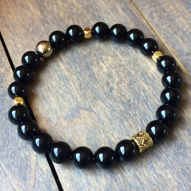 Mens Beaded Bracelets Stack Picture Jasper and Black Onyx Bracelet - UNLOCK YOUR CHAKRA