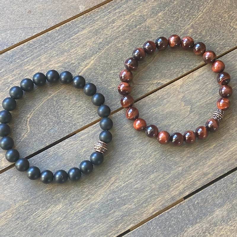 Stack Red Tigers Eye Stone Beaded Bracelets - UNLOCK YOUR CHAKRA