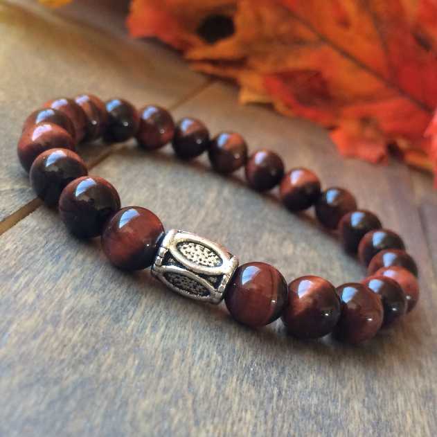 Mens Tiger Eye Bracelet, Tiger Eye Stone Bracelet - UNLOCK YOUR CHAKRA
