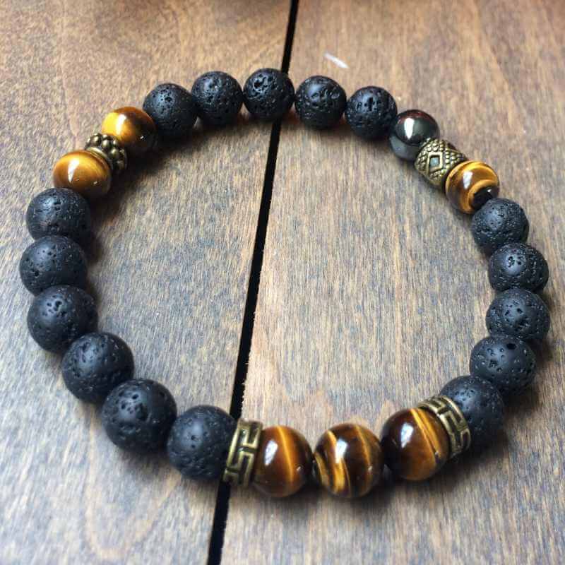 Diffuser Lava Stone Bracelets Tiger's Eye Warrior | Unlock Your Chakra - UNLOCK YOUR CHAKRA